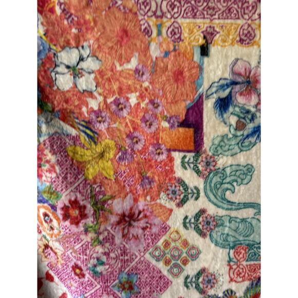 Johnny Was Paon Travel Blanket 55x70 Floral Reversible Boho Soft - Picture 11 of 13